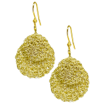 woman handmade earrings in golden wire woman handmade earrings in golden wire