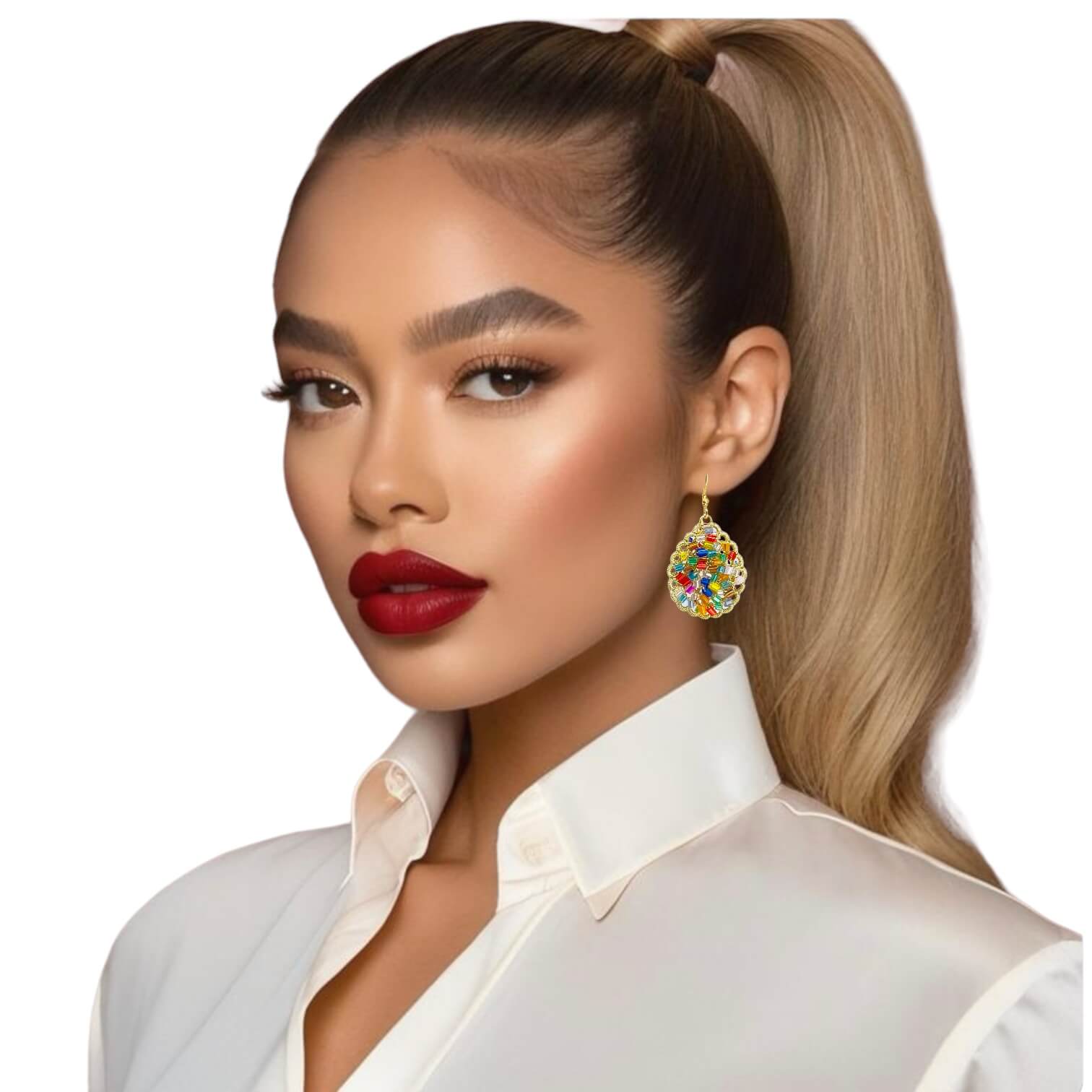 woman handmade earrings in golden wire woman handmade earrings in golden wire