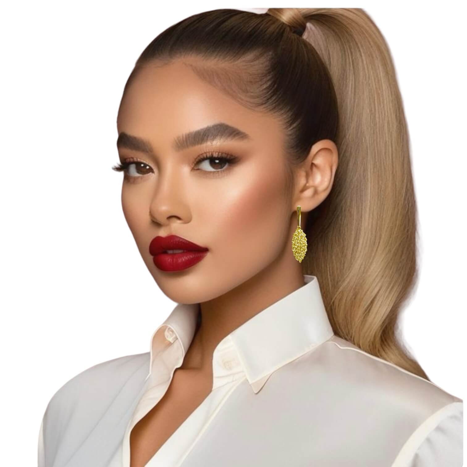 woman handmade earrings in golden wire woman handmade earrings in golden wire