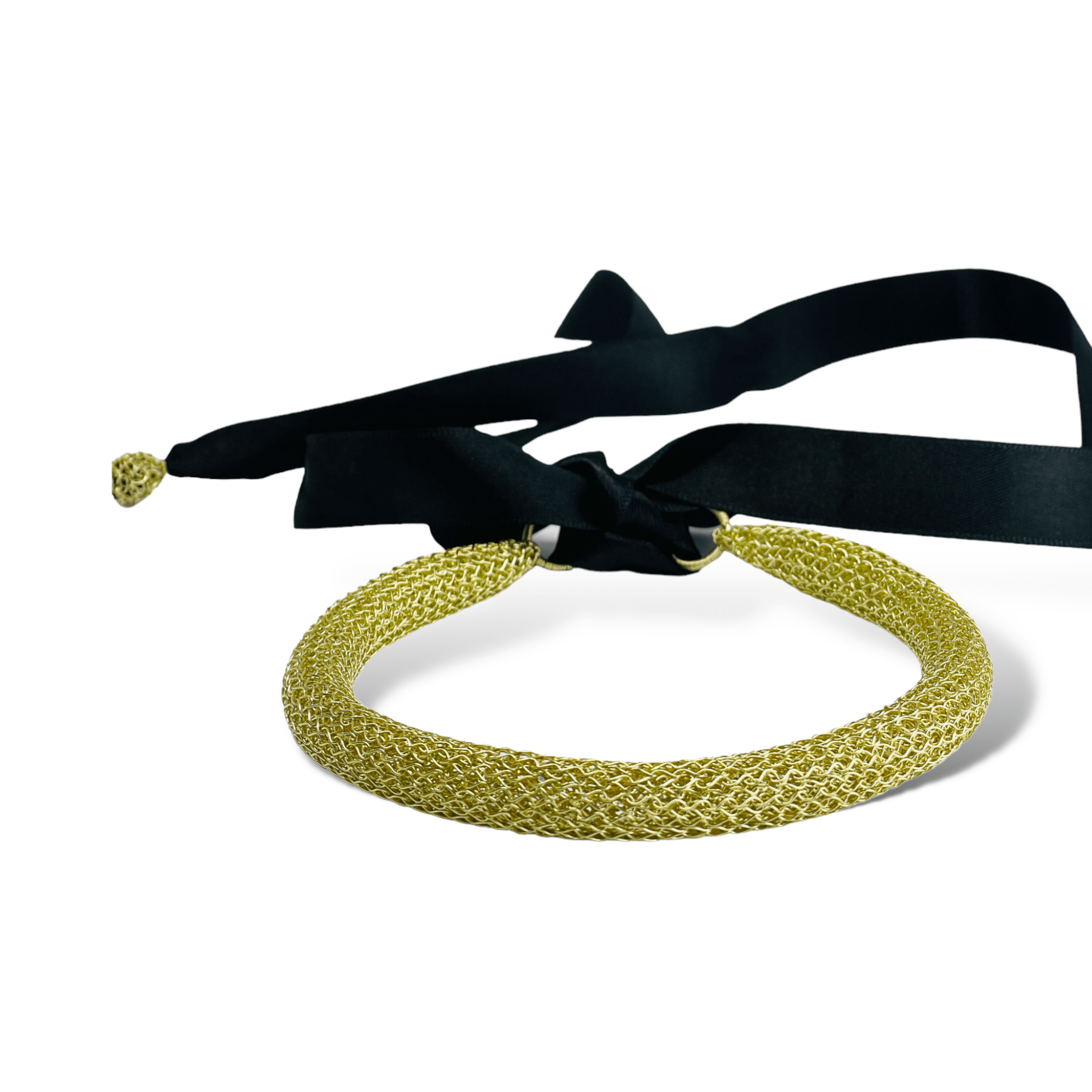 woman handmade necklace in golden wire woman handmade necklace in golden wire