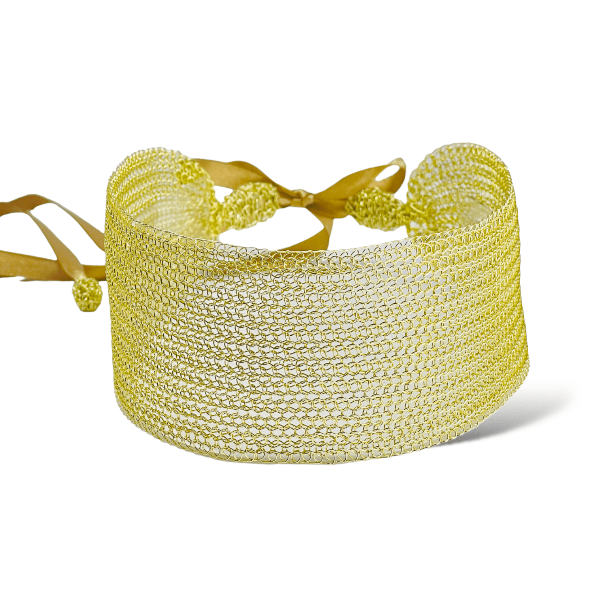 woman handmade necklace in golden wire woman handmade necklace in golden wire