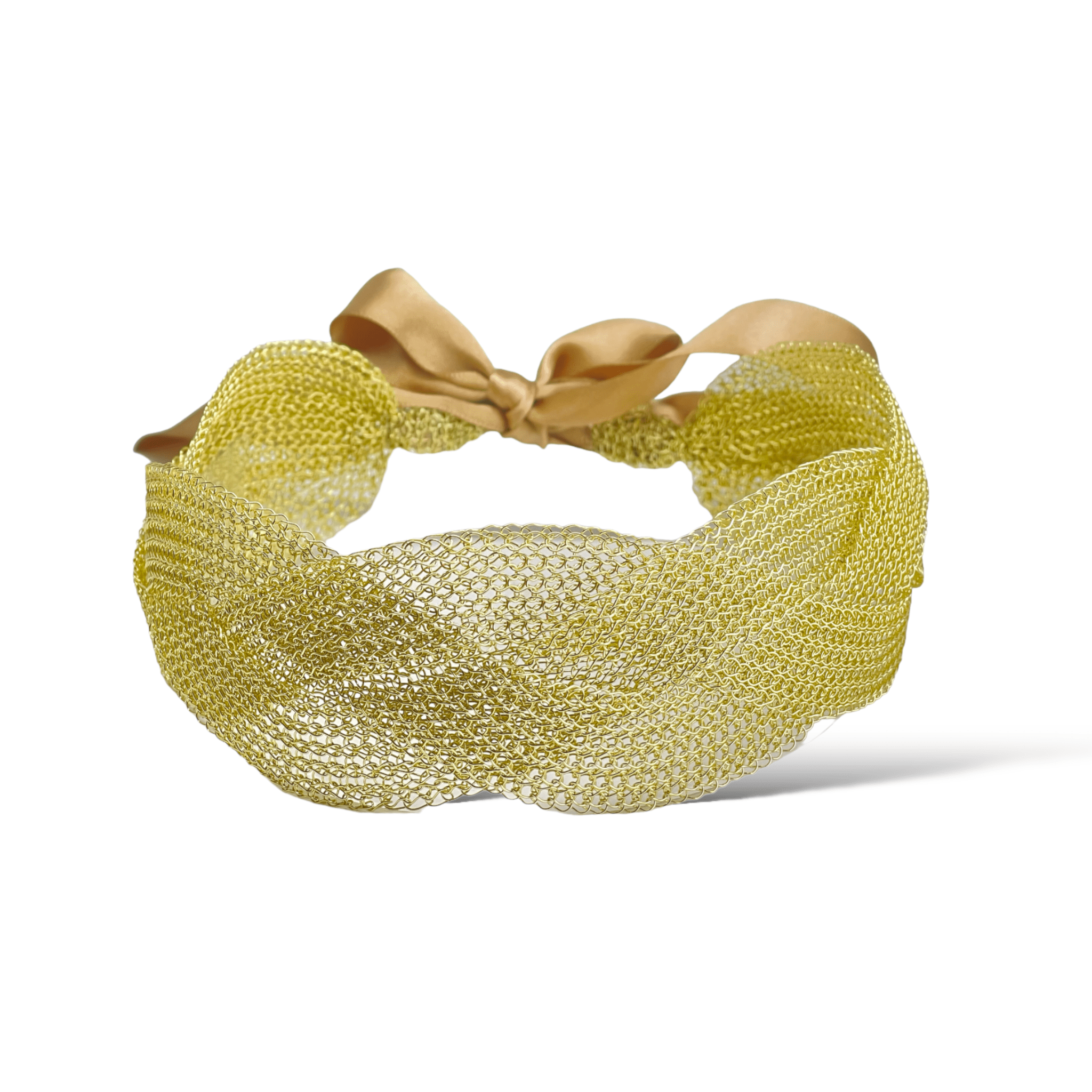 woman handmade necklace in golden wire woman handmade necklace in golden wire