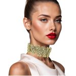 woman handmade necklace in golden wire woman handmade necklace in golden wire