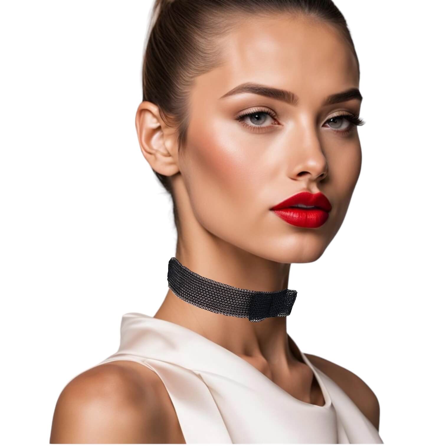 woman handmade necklace in black copper wire woman handmade necklace in black copper wire