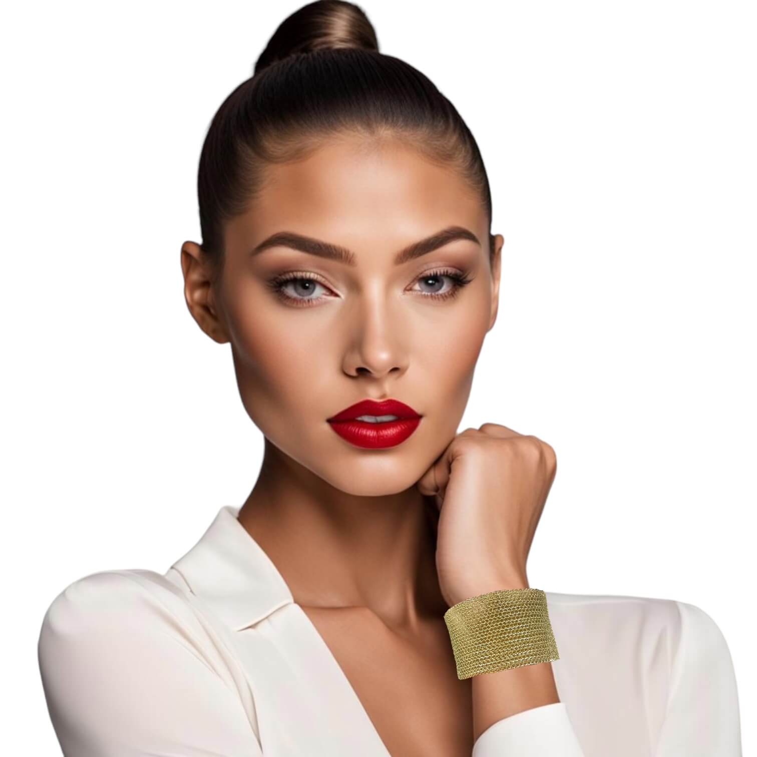 woman handmade bracelet in golden wire woman handmade bracelet in golden wire